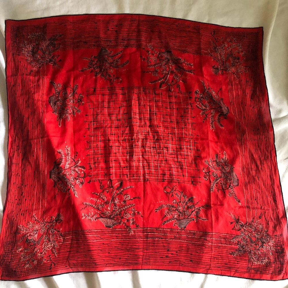 Vintage Red Silk Scarf